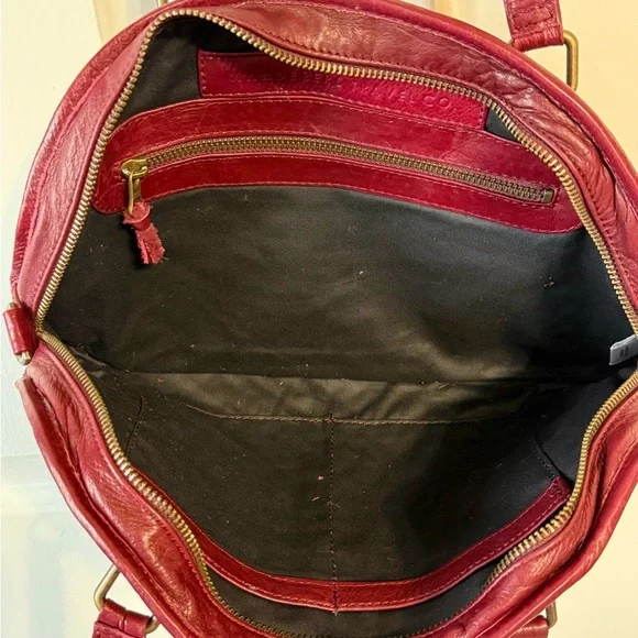 WanderersTravel Co. Sofia Woven Burgundy Leather Satchel ECU! - Picture 9 of 15